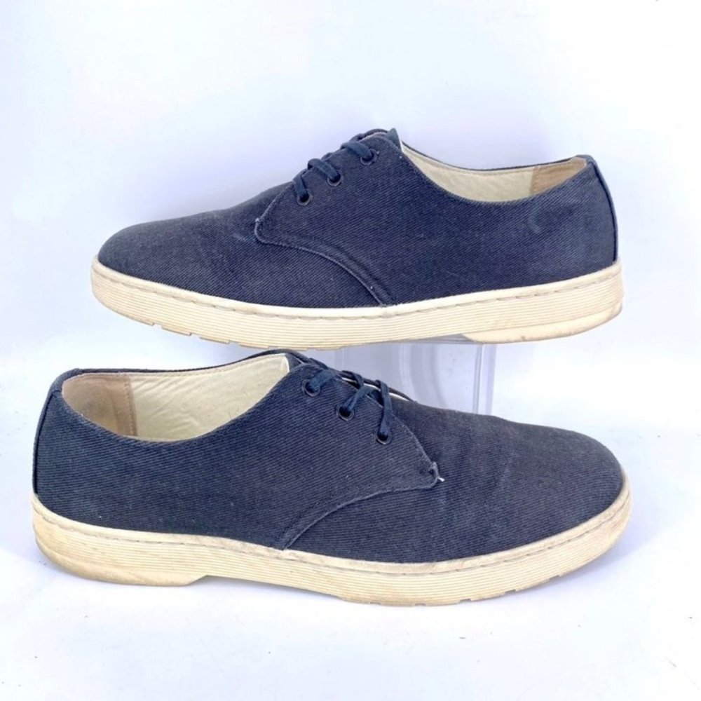 Dr. Martens Delray Twill Black Canvas Overdyed Shoes Size 12 US